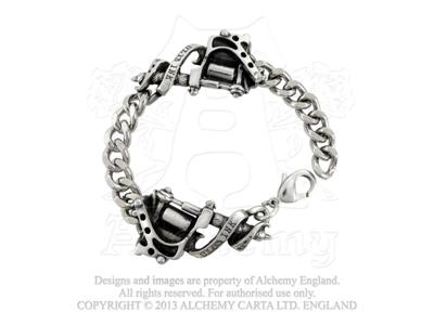 Solid 3dimensional twin tattoo guns bracelet on heavy link chain